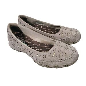 Skechers Relaxed Memory Foam Slip-On Suede Leather Shoes Flats Women's Size 8.5